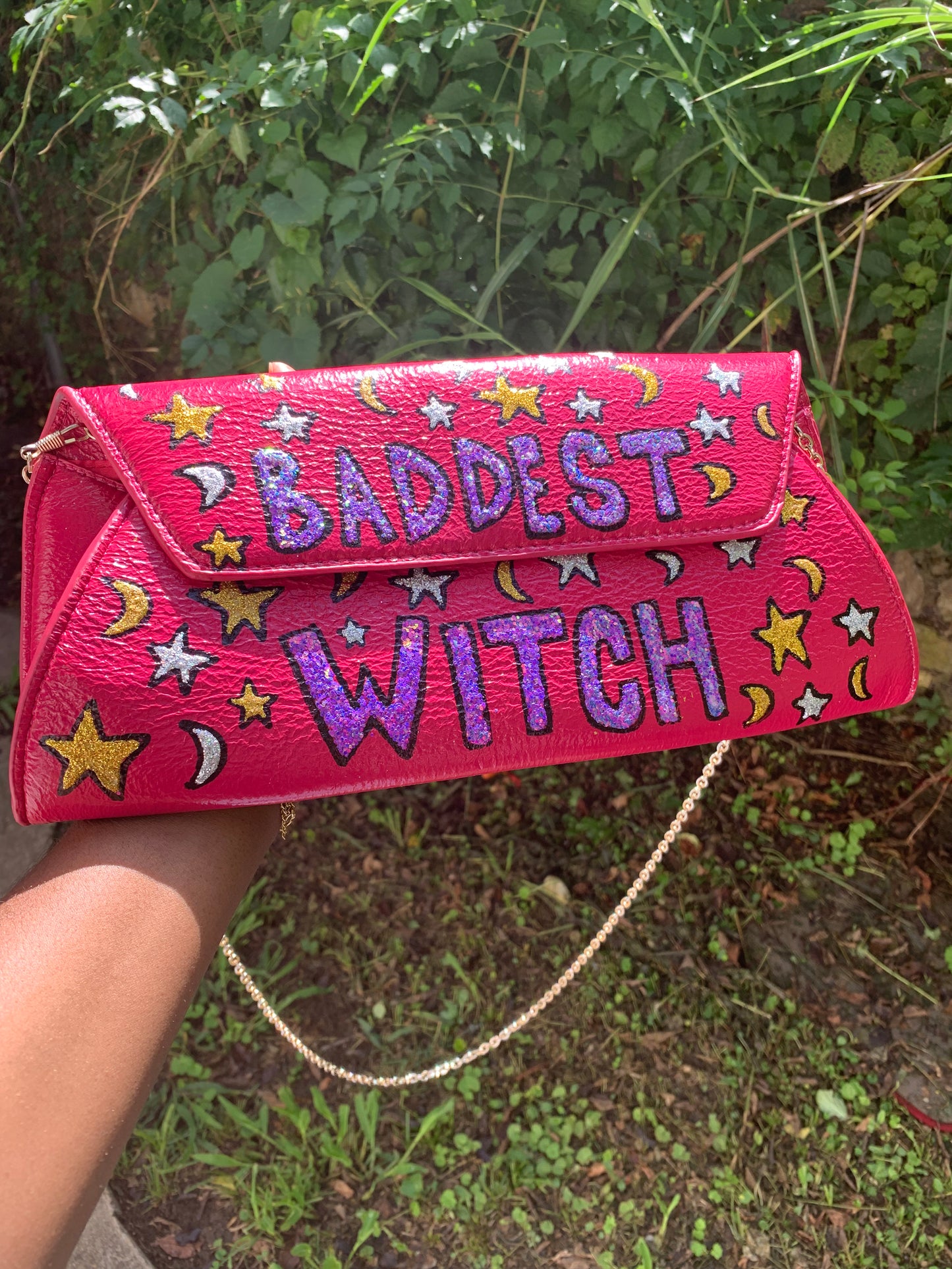“Baddest Witch” Pink Clutch
